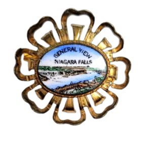 Vintage Niagara Falls brooch pin souvenir 1930/40 hand painted enamel